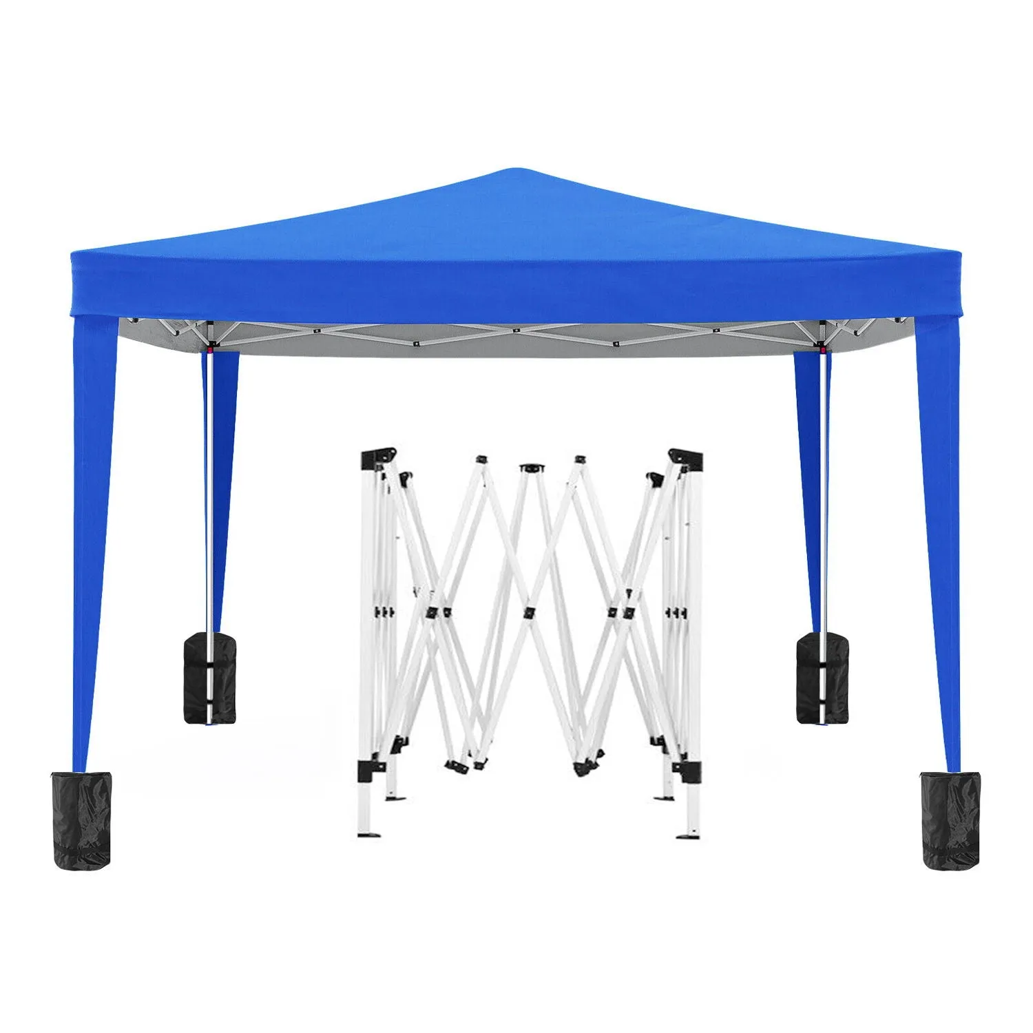 10'X10' Folding Canopy With 4 Removable Sidewalls Outdoor Event Shelter UPF 50  Gazebo Portable Tents For Parties Beach Camping Wedding Ez Pop Up Canopy 4 Pieces Weight Bag   Carry Bag