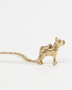 14k Gold Chain Necklace w/ Dog Charm