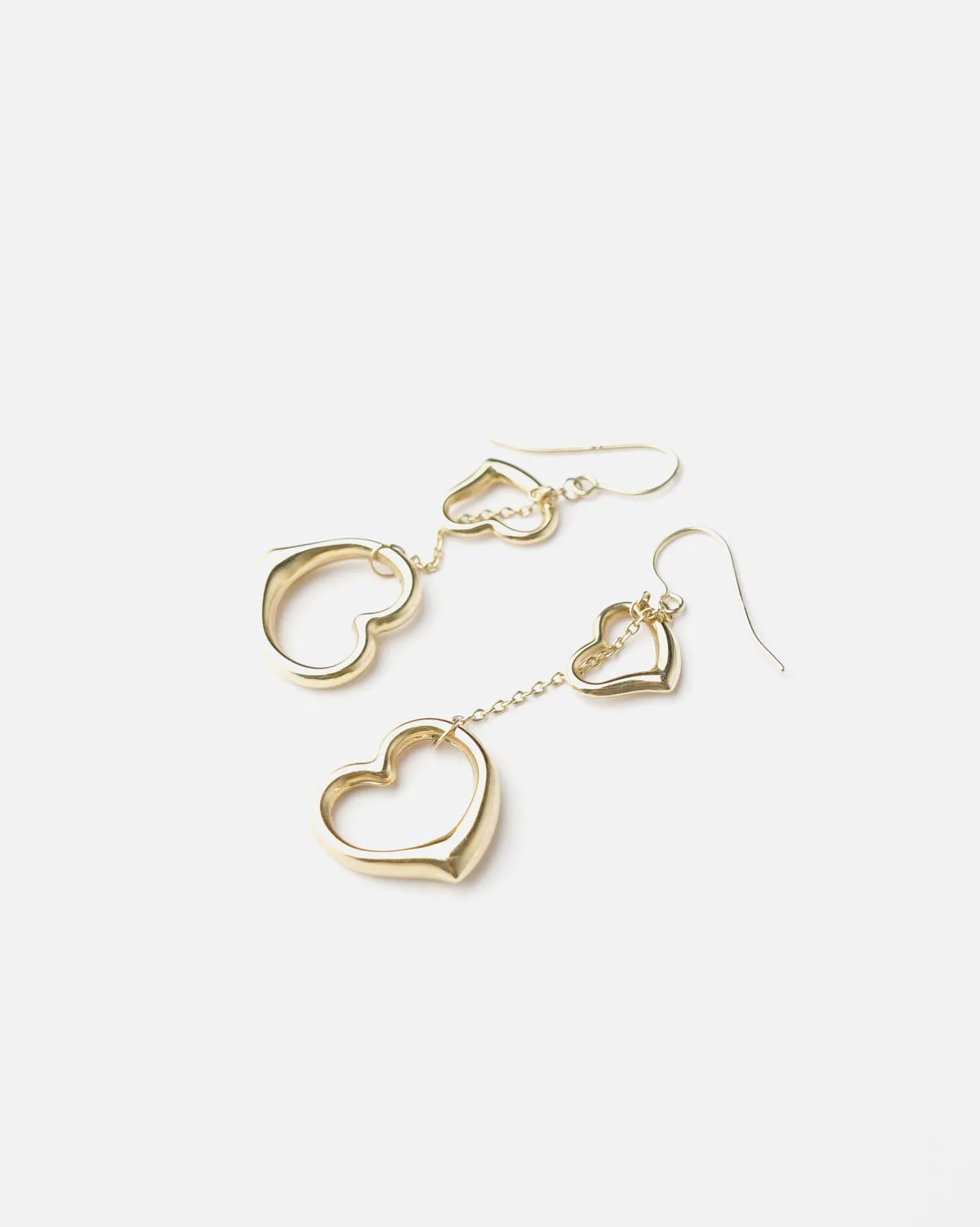 14k Gold Heart Dangle Earrings