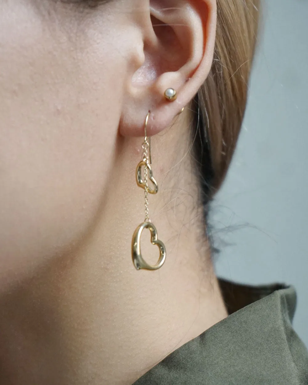 14k Gold Heart Dangle Earrings