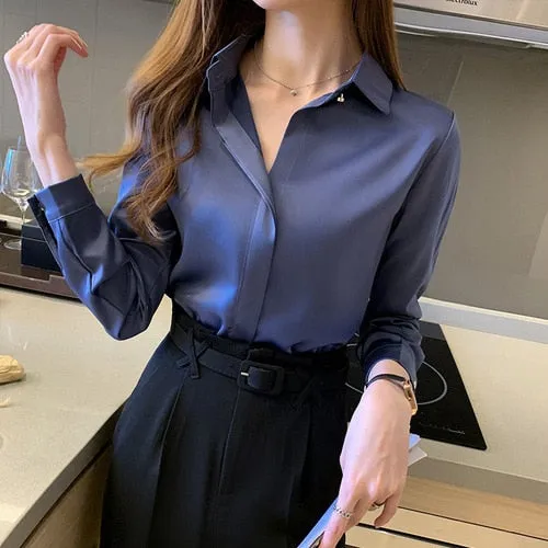 2021 New!!! Women's Silk Shirts Long Sleeve Sizes S - 2XL