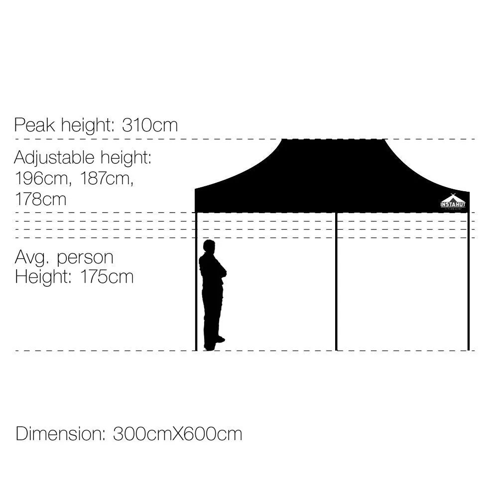 3mx6m Pop-up Garden Outdoor Gazebo Black