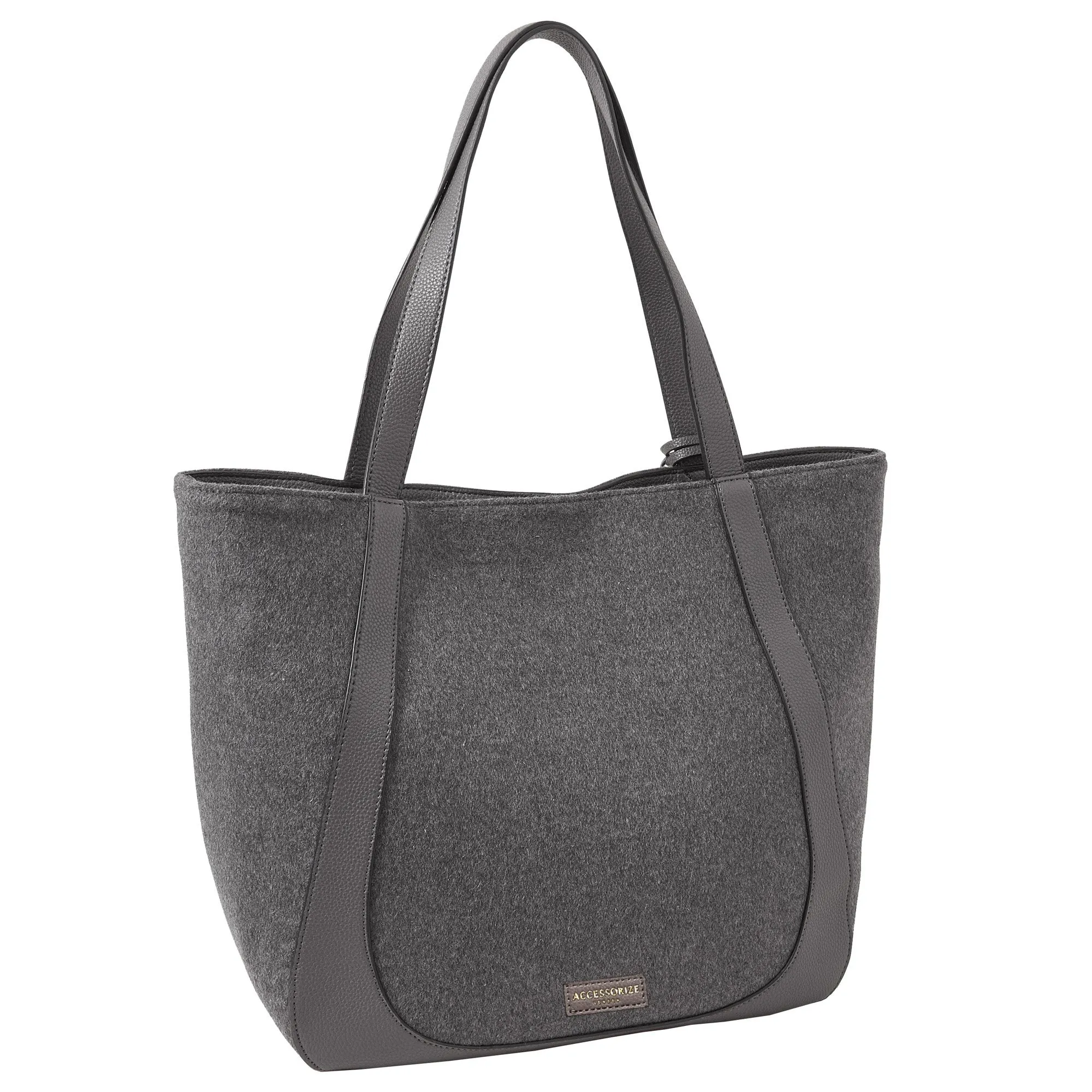 Accessorize London Women's Grey Felt Shoulder Bag