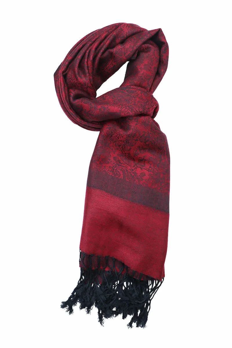 Achillea Burgundy Jacquard Pashmina Scarf