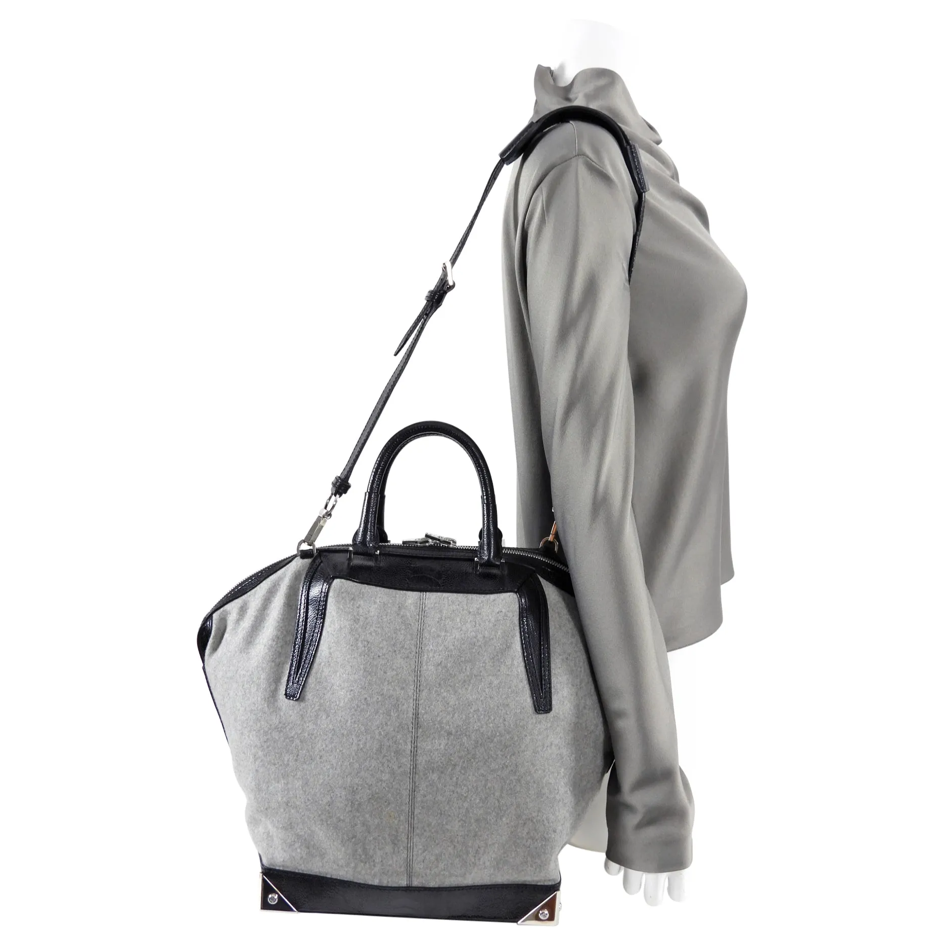 Alexander Wang Grey Felt Emile Prisma Large Tote Bag