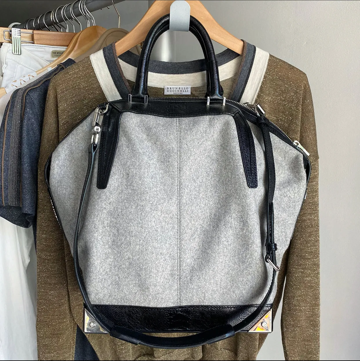 Alexander Wang Grey Felt Emile Prisma Large Tote Bag