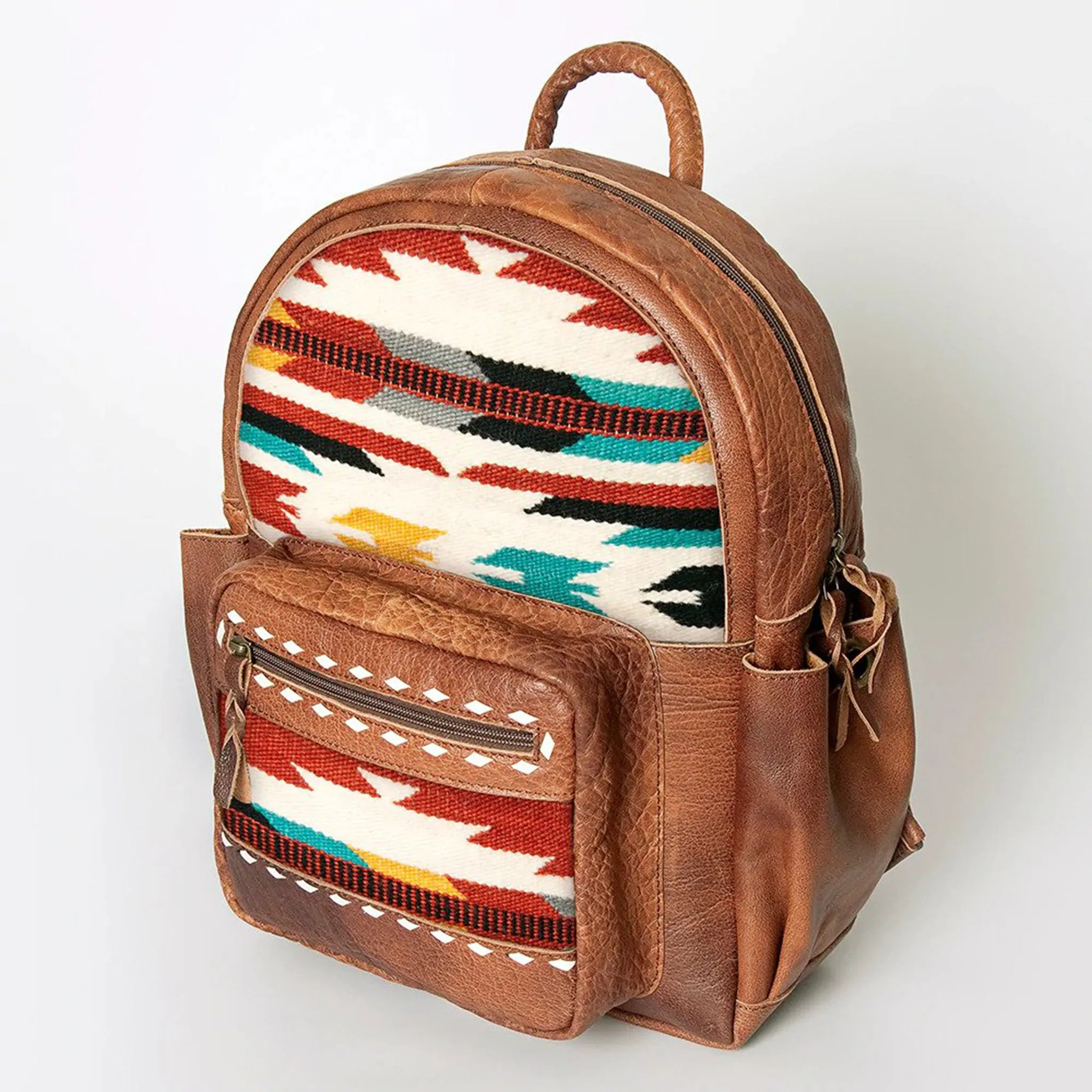 American Darling Leather Aztec Blanket Back Pack