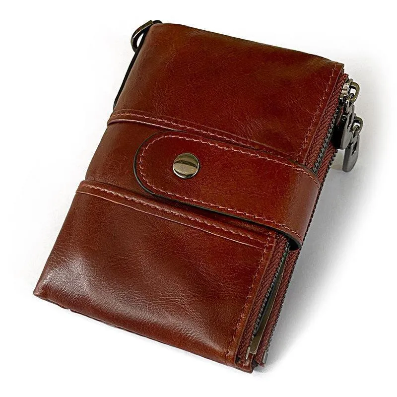 Anti-Theft Brush Wallet – RFID Blocking Genuine Leather Wallet