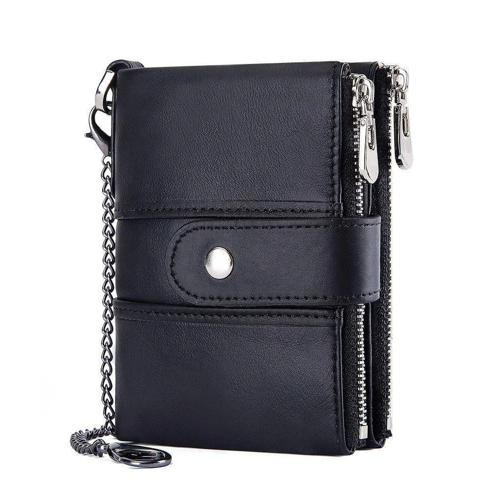 Anti-Theft Brush Wallet – RFID Blocking Genuine Leather Wallet