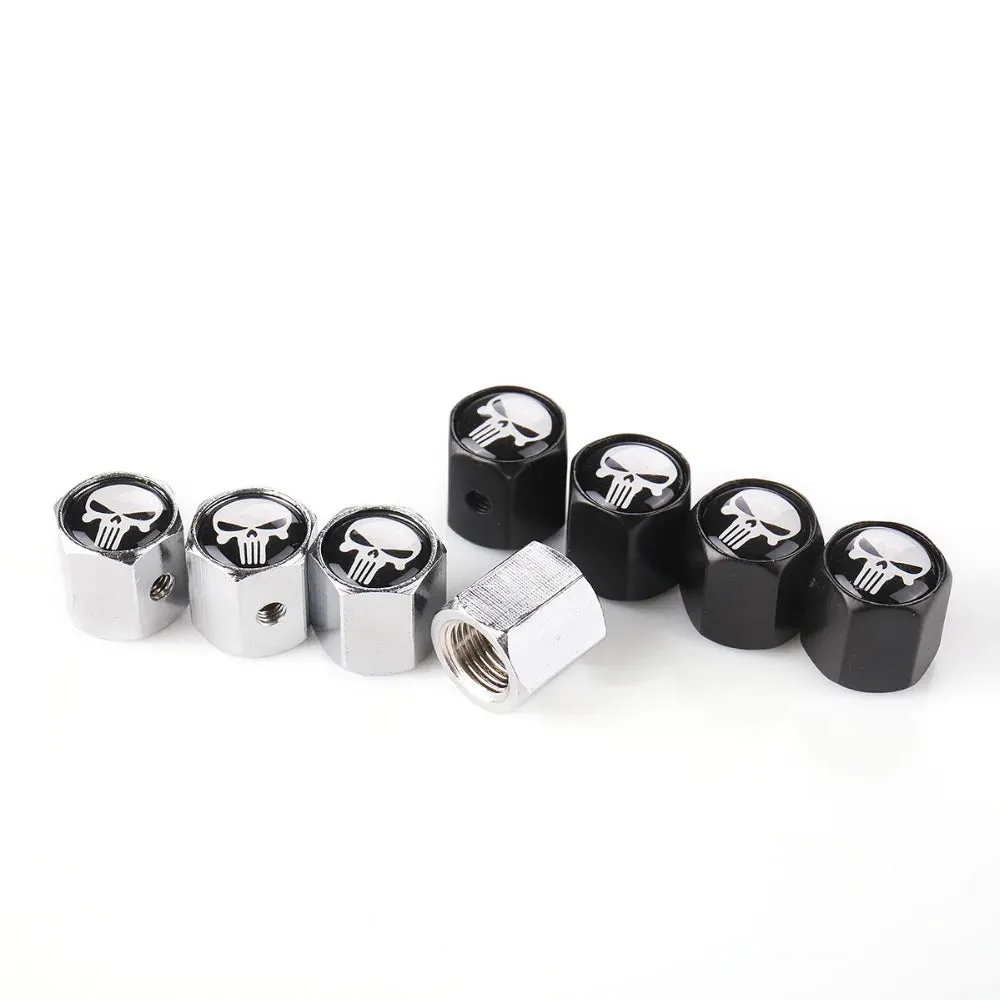 Anti-Theft Punisher Skull Emblem Wheel Tire Valve Cap