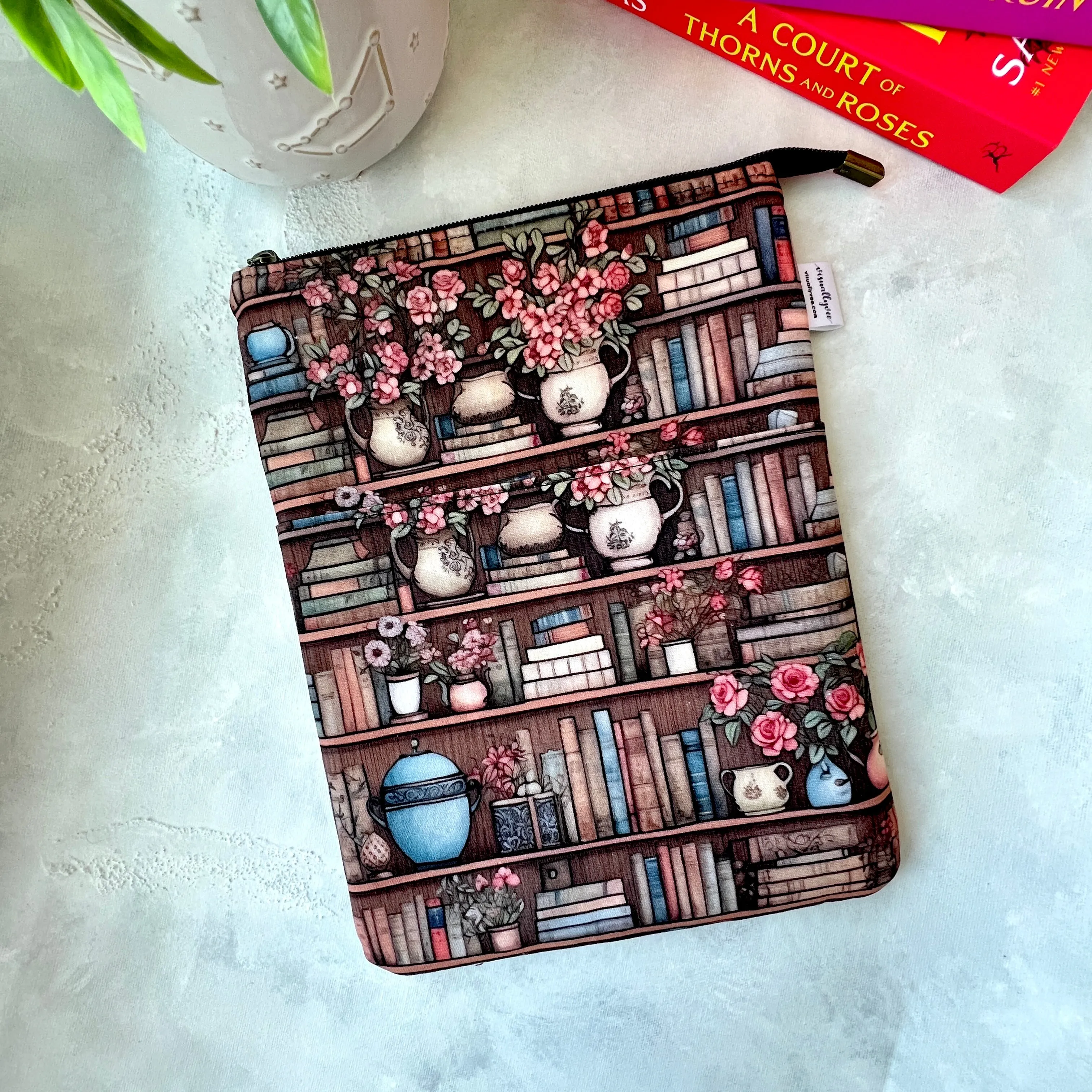 Antique Bookshelf  -  Zippered Book Sleeve