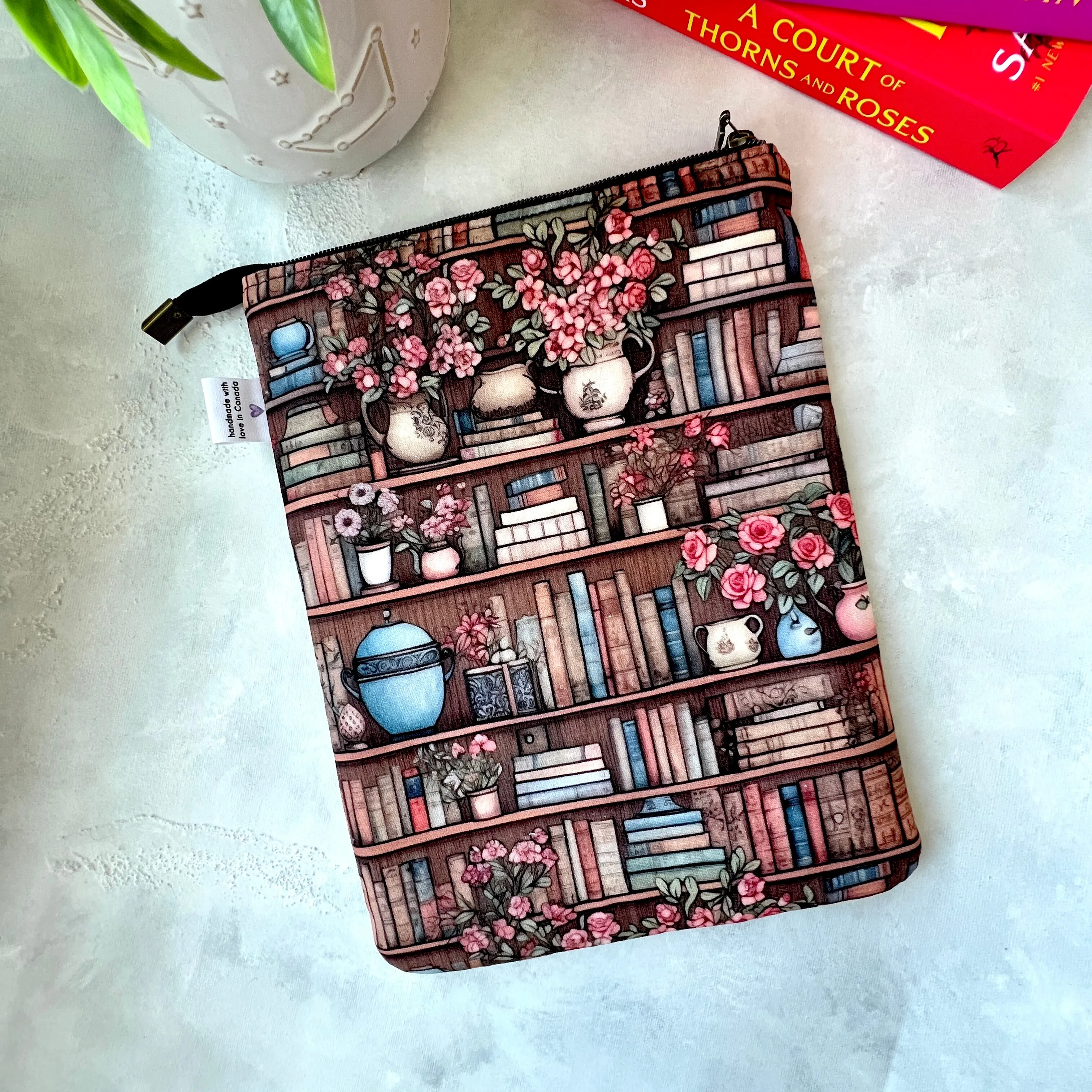 Antique Bookshelf  -  Zippered Book Sleeve