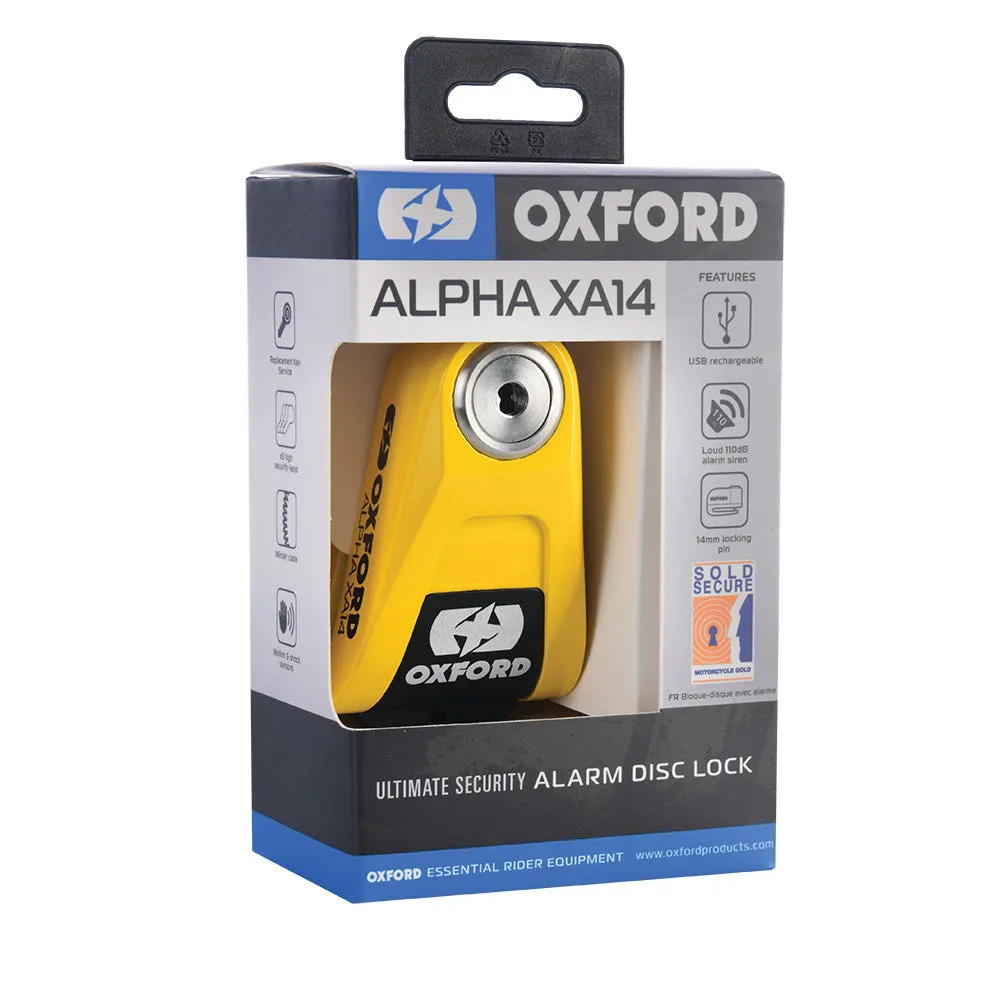 Aprilia Caponord 1000 Oxford LK217 Alpha XA14 Motorcycle Alarm Motorbike Disc Lock Yellow