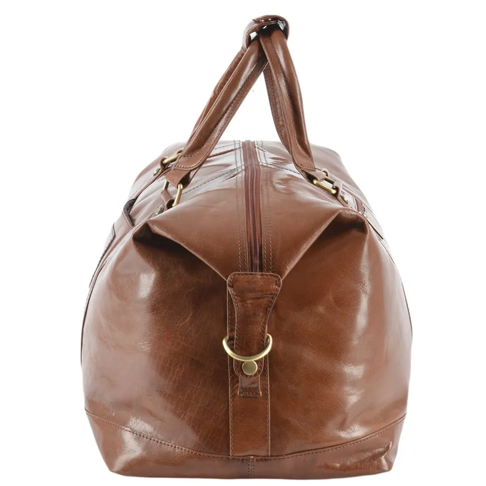 Ashwood Large Travel Holdall Chestnut Vegetable tanned leather