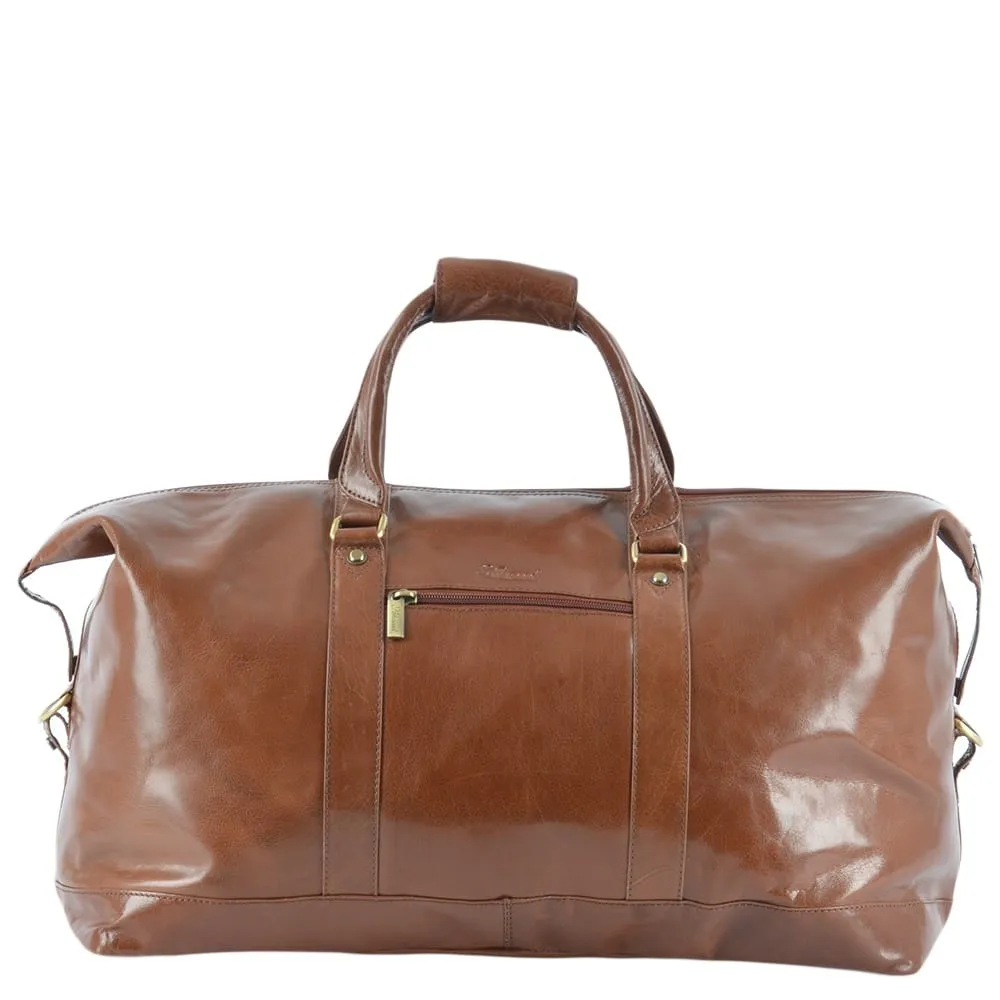 Ashwood Large Travel Holdall Chestnut Vegetable tanned leather