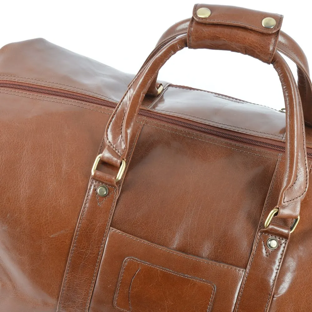 Ashwood Large Travel Holdall Chestnut Vegetable tanned leather