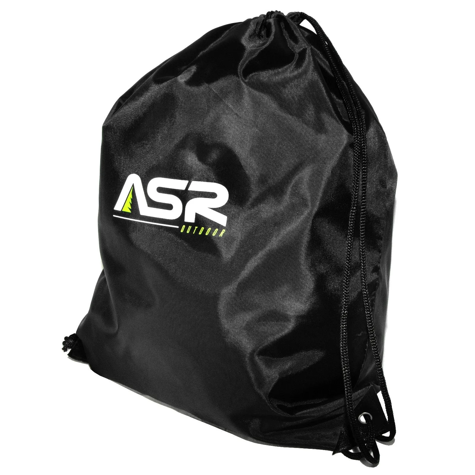 ASR Outdoor Black Drawstring Backpack Gym Bag Hiking Gear, 20 x 16 Inches