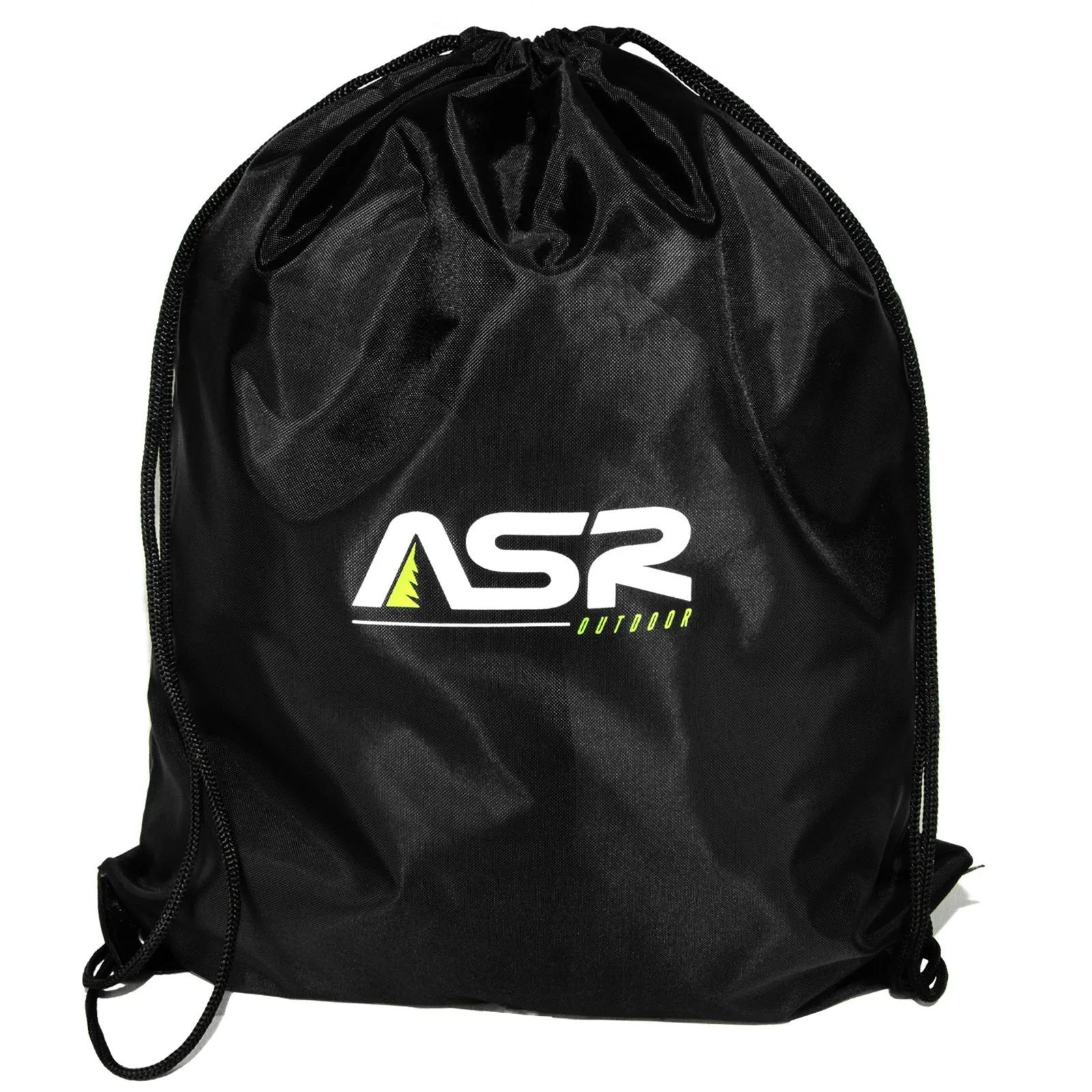 ASR Outdoor Black Drawstring Backpack Gym Bag Hiking Gear, 20 x 16 Inches