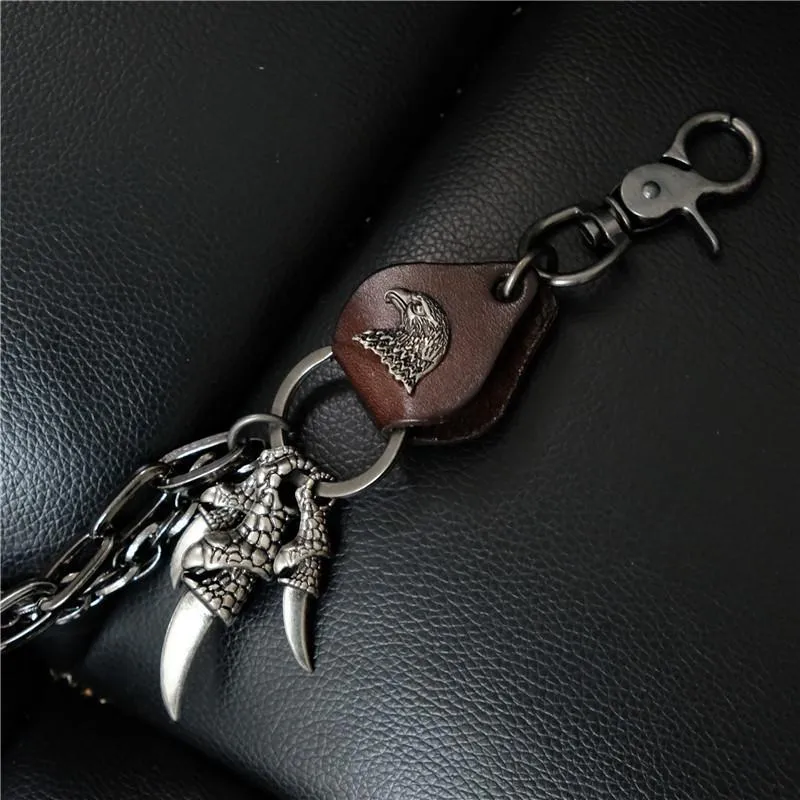 Badass Mens Eagle Double Key Long Biker Pants Chain Wallet Chain For Men