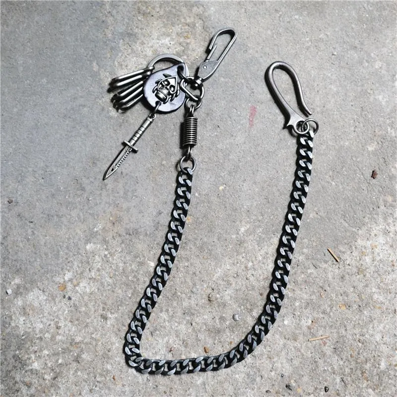 Badass Mens Skull Trousers Chain Key Punk Pants Chain Skull Wallet Chain For Men