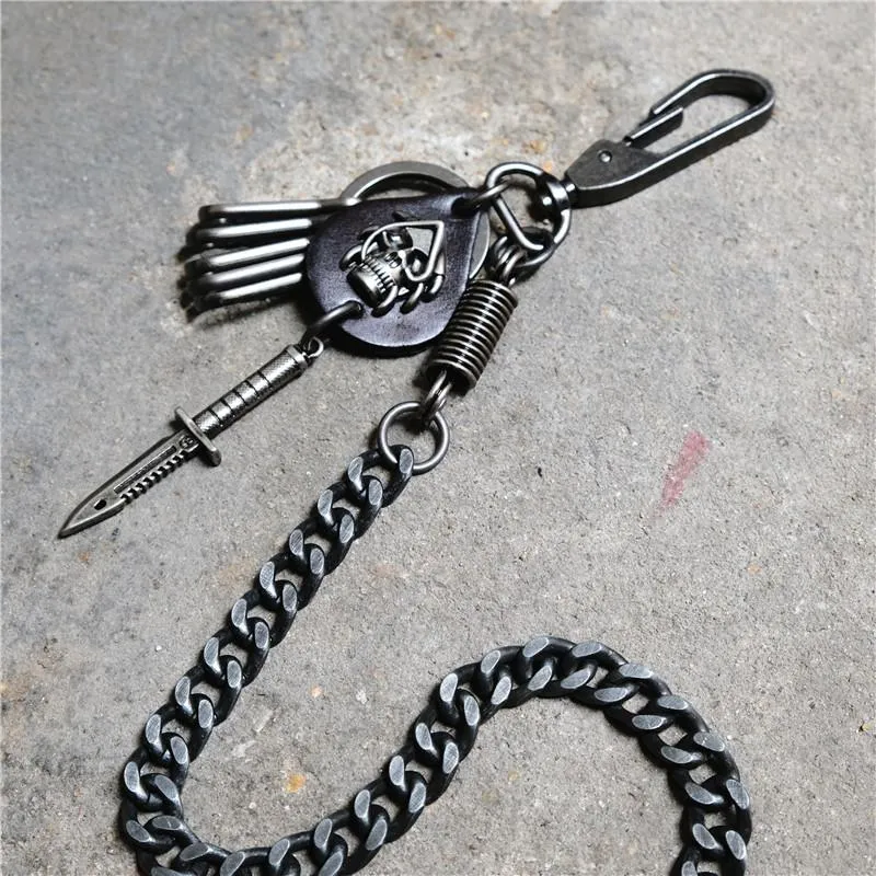 Badass Mens Skull Trousers Chain Key Punk Pants Chain Skull Wallet Chain For Men