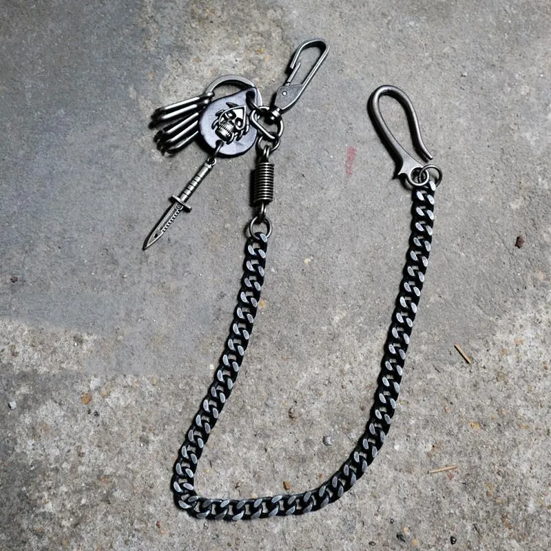 Badass Mens Skull Trousers Chain Key Punk Pants Chain Skull Wallet Chain For Men