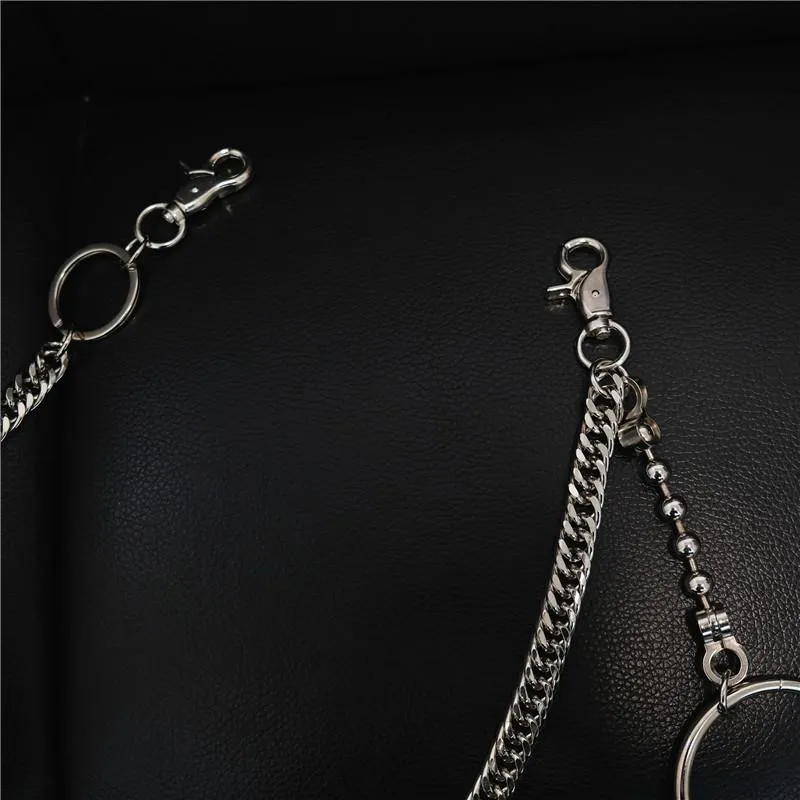 Badass Men's Womens Long Silver Wallet Chain Pants Chain Biker Wallet Chain For Men