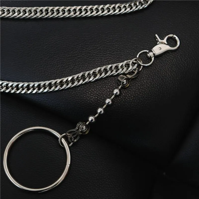 Badass Men's Womens Long Silver Wallet Chain Pants Chain Biker Wallet Chain For Men