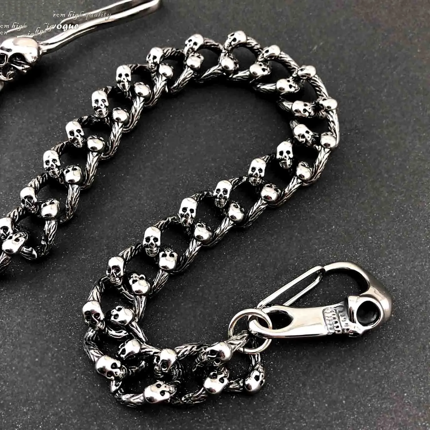 Badass Skull STAINLESS STEEL Mens Wallet Chain Biker Wallet Chain Pants Chain For Men