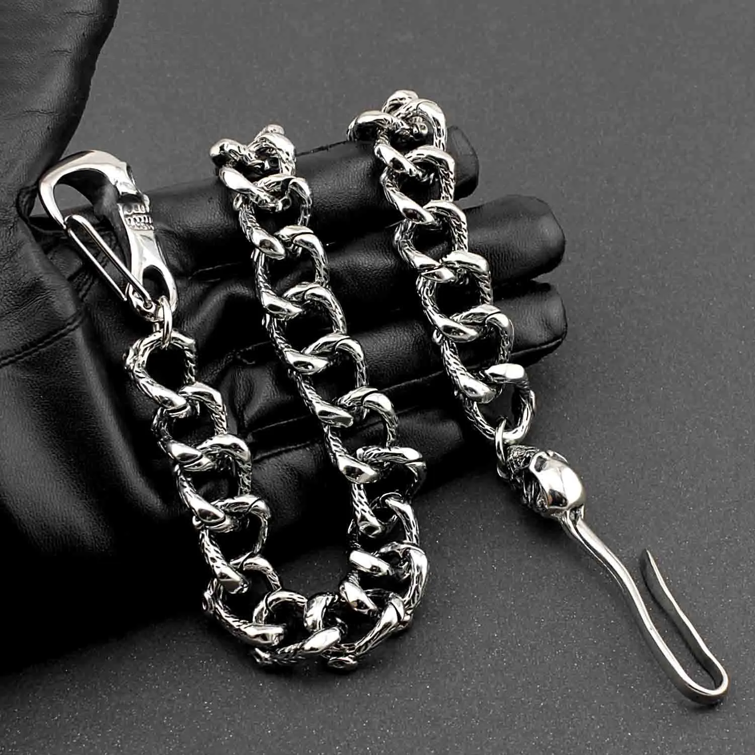 Badass Skull STAINLESS STEEL Mens Wallet Chain Biker Wallet Chain Pants Chain For Men