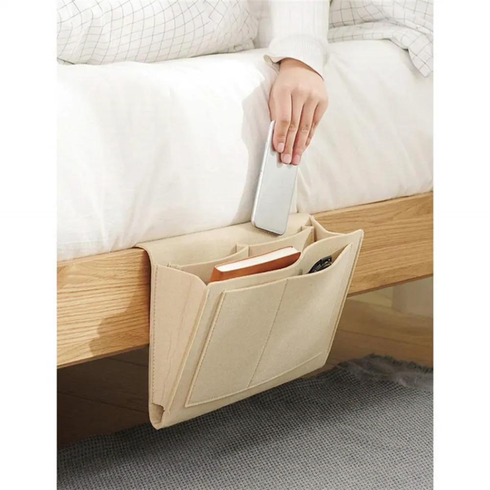 Beige Bedside & Sofa Felt Storage Bag