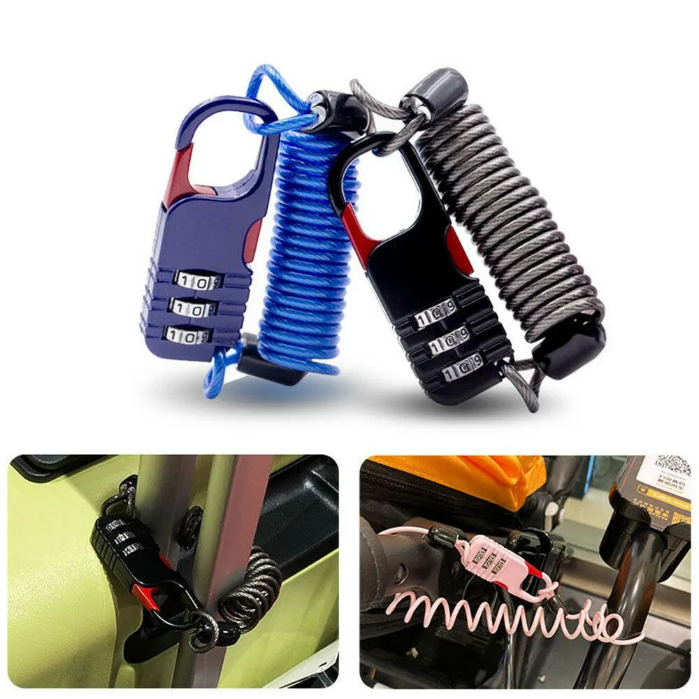 Bicycle Lock Anti-theft Mini Helmet Lock Motorcycle Cycling Scooter Combination Password Safety Cable Lock Bicycle Accessories