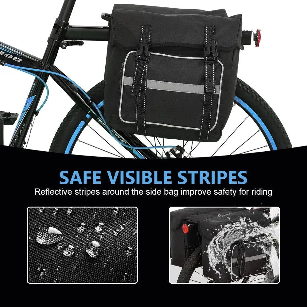 Bike Back Pannier Bicycle Rear Seat Bag Cycling Rack Grocery Pannier Road Bike Storage Bag Double Side Bag with Two Zipper Pouch