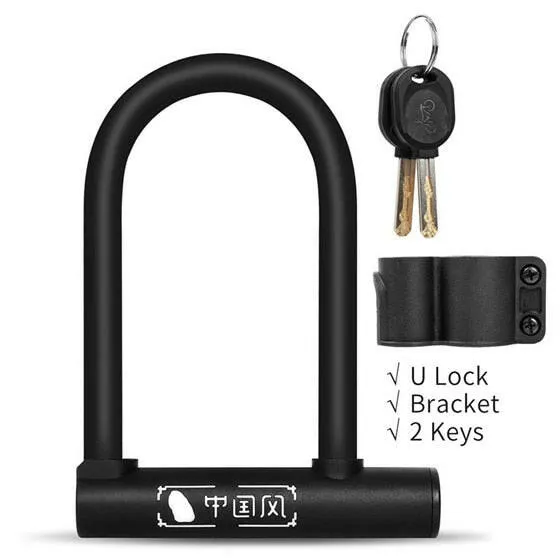 Bike Lock With 2 Key Anti-theft Lock Zinc Alloy Convenient Motorcycle Cycing U Lock Bicycle Accessories