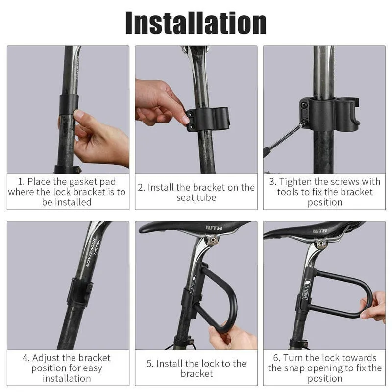 Bike Lock With 2 Key Anti-theft Lock Zinc Alloy Convenient Motorcycle Cycing U Lock Bicycle Accessories