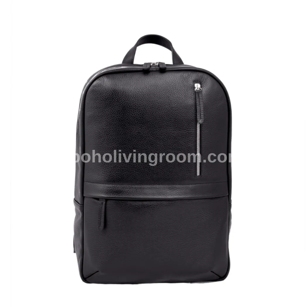 Black cowhide leather backpack