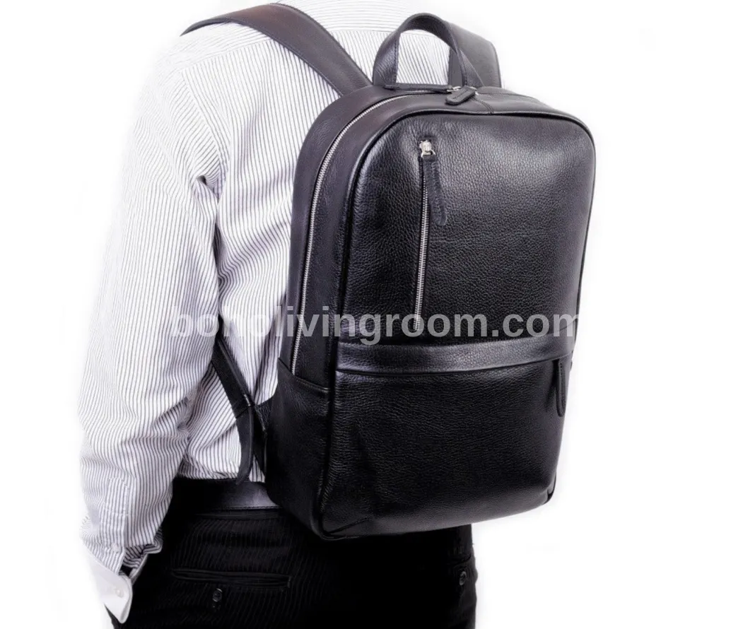 Black cowhide leather backpack