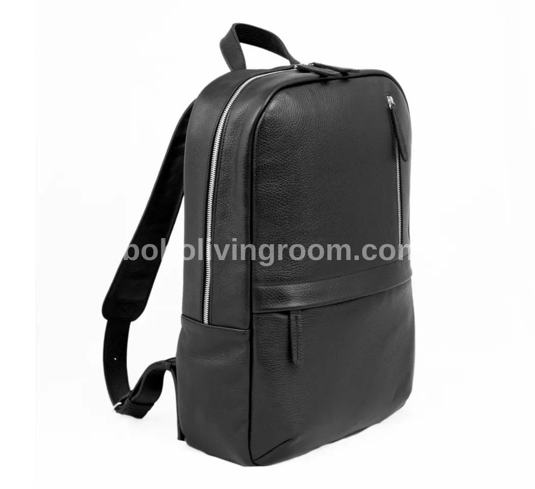 Black cowhide leather backpack