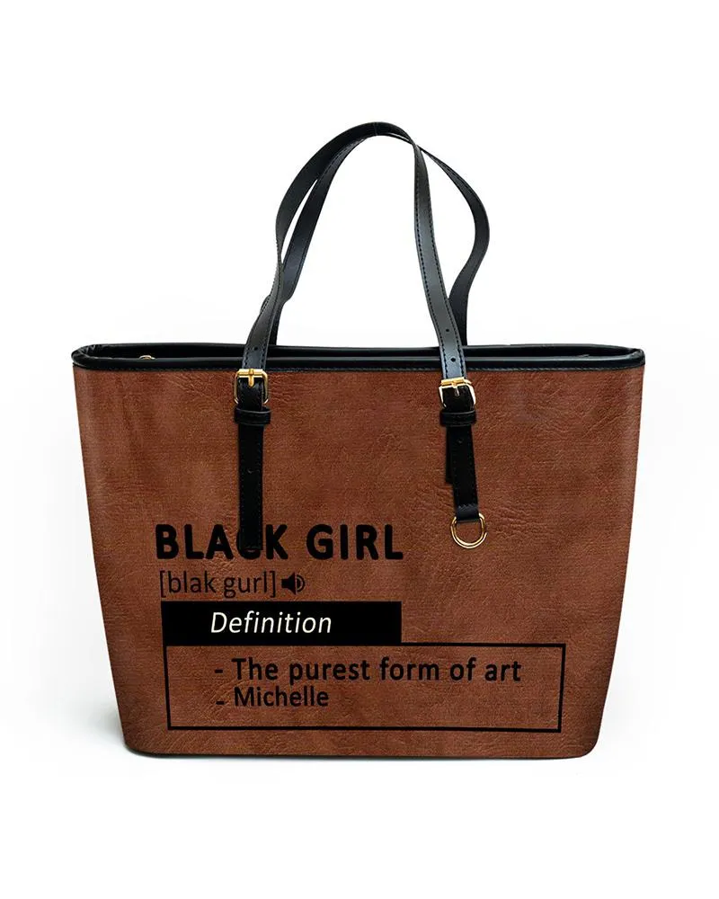 Black Girl & Melanin - Personalized Leather Totebag