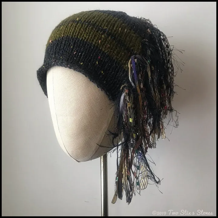 Black w/Green Stripes Signature *Funky Chic Hat*