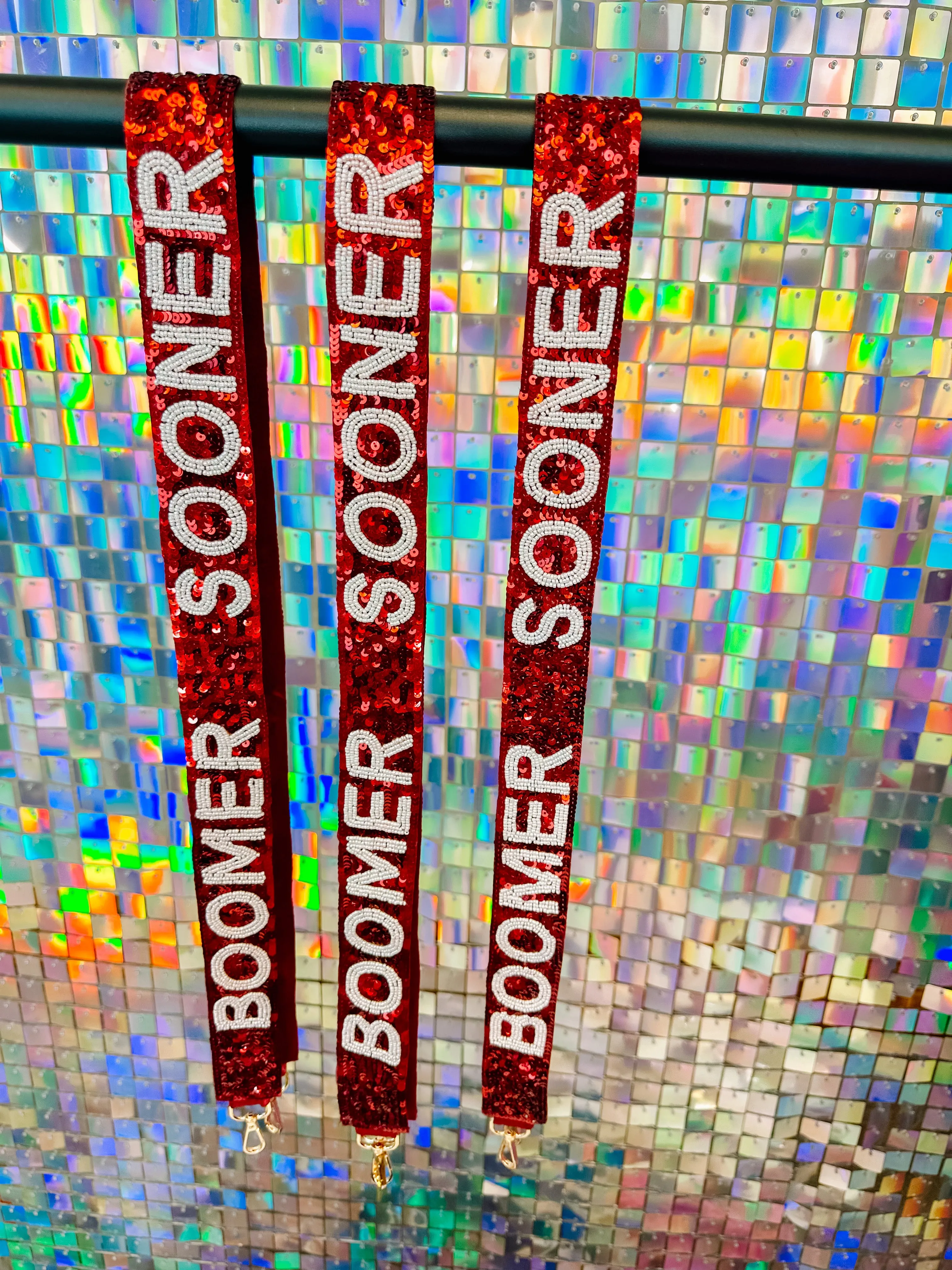 Boomer Sooner Sequin Bag Strap