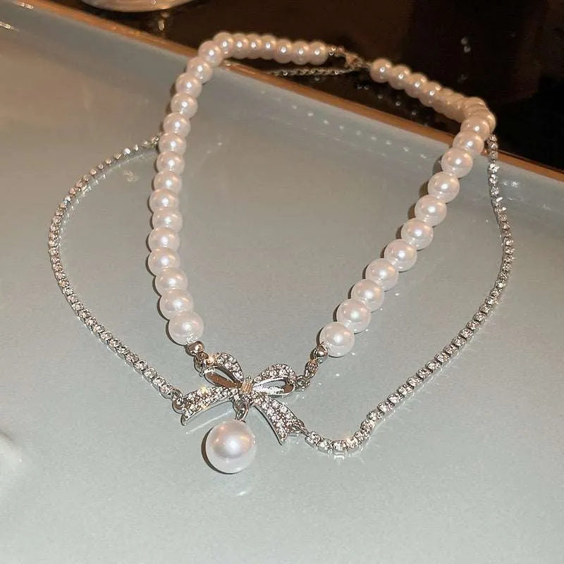 Bow Pearl Luxury Chain Pendant Necklace