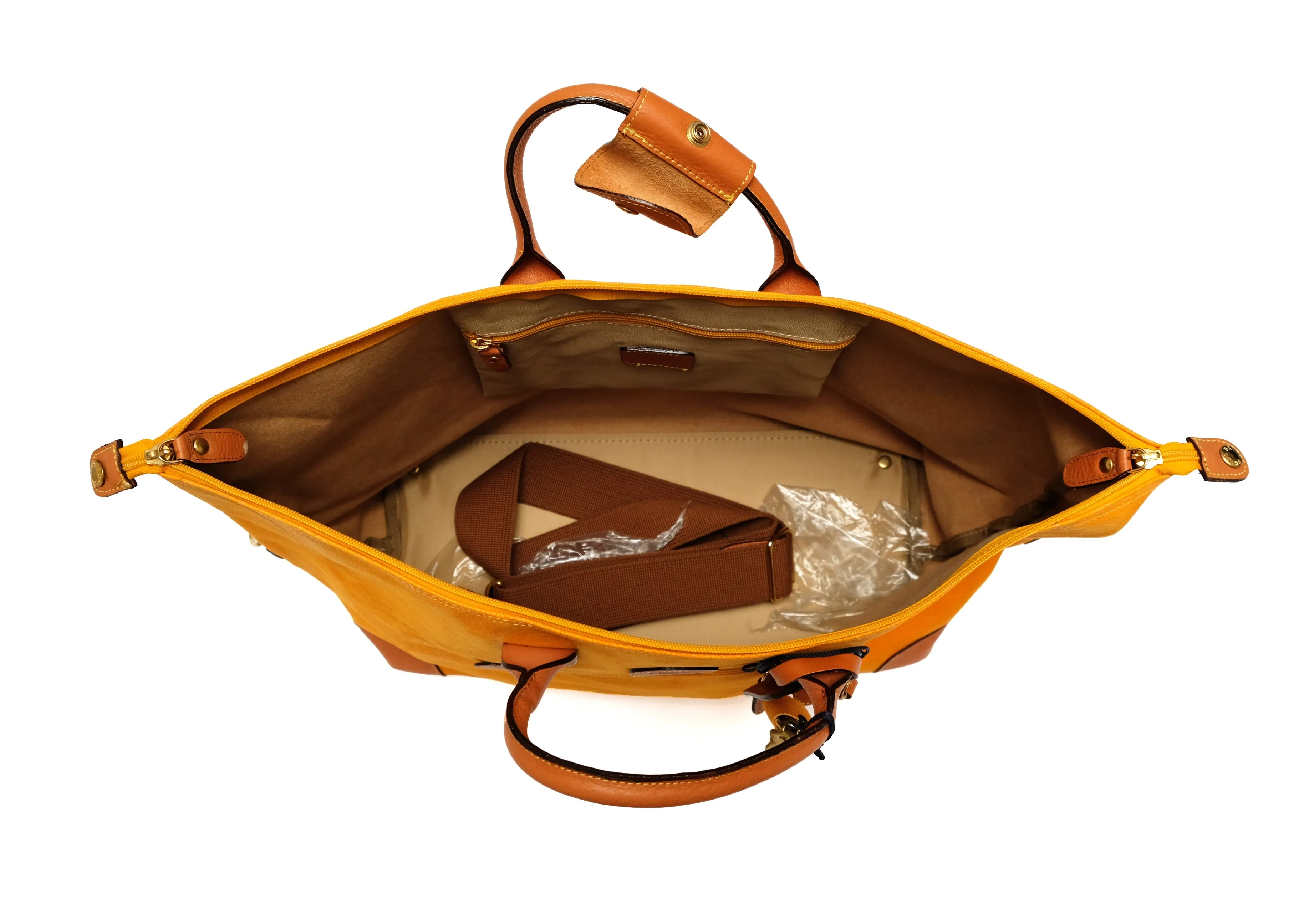 Bric's Travel Bag in Marigold Faux Leather, Medium