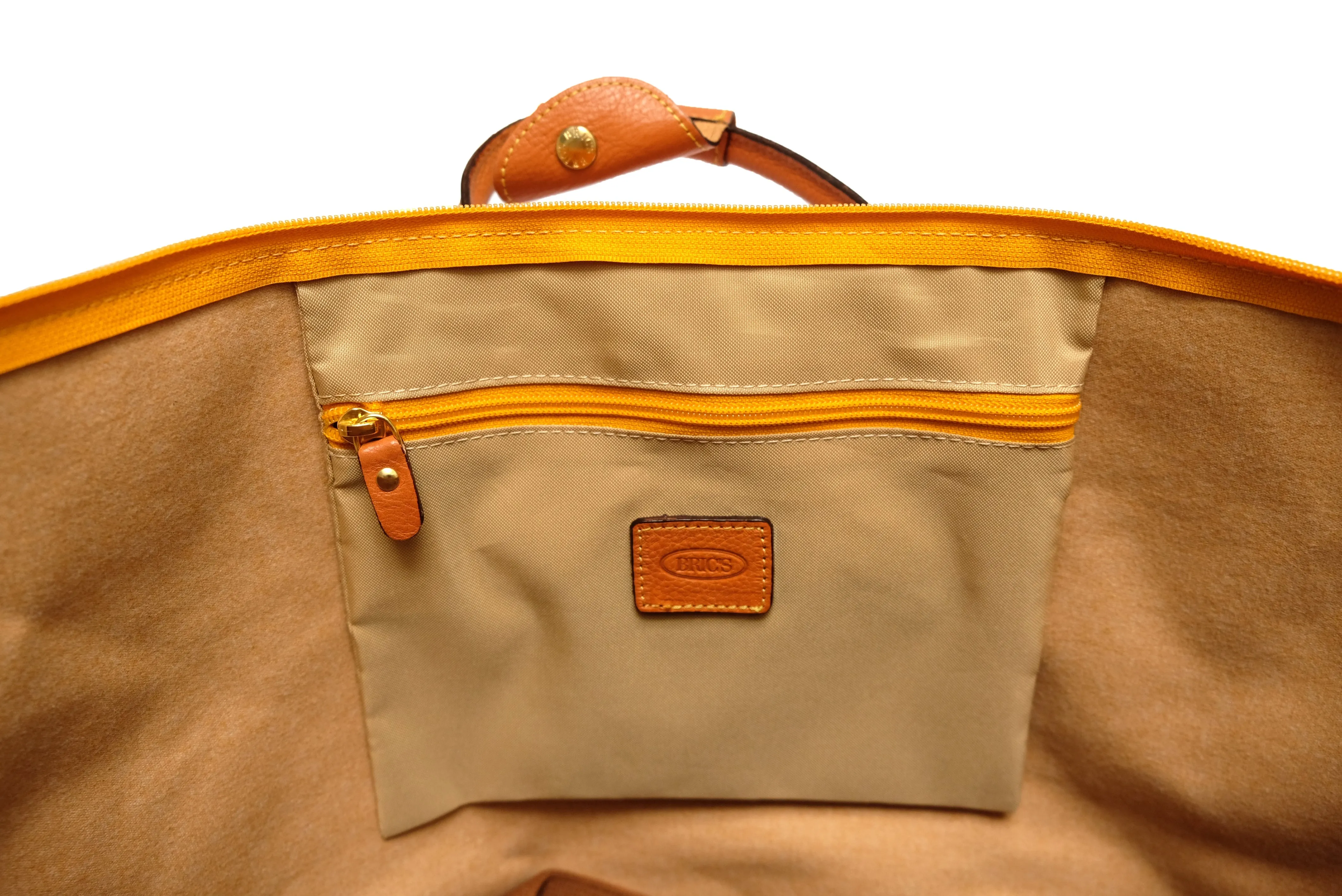 Bric's Travel Bag in Marigold Faux Leather, Medium