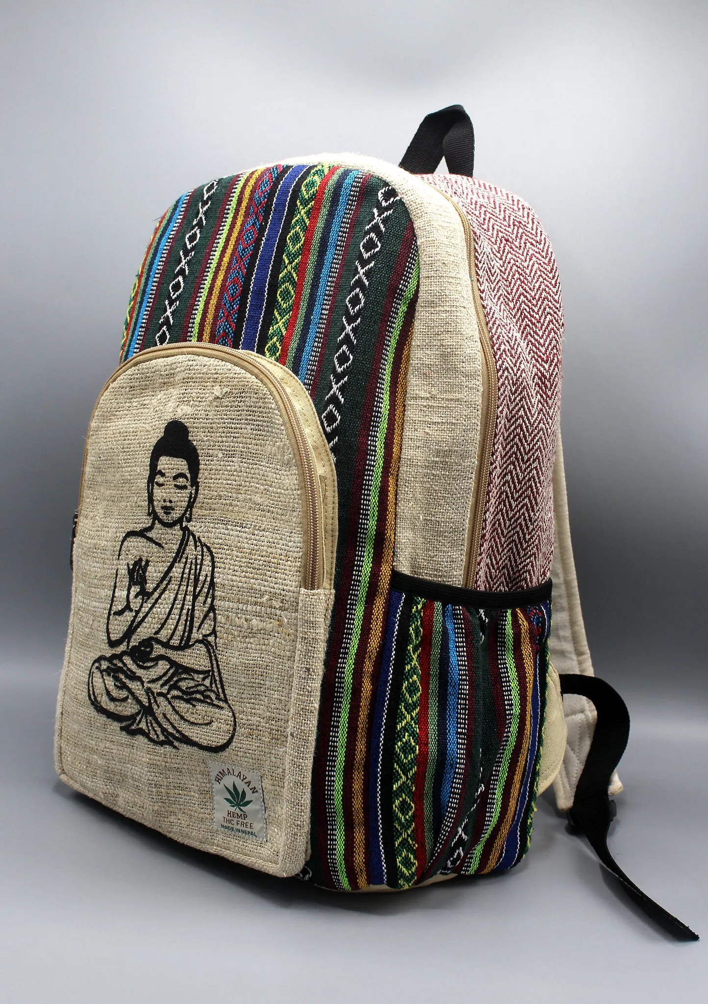 Buddha Printed Cotton Mixed Hemp Backpack