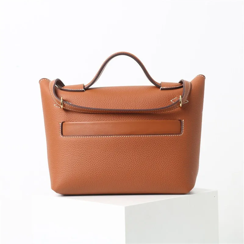 Calfskin Leather Top Handle Cross Body Bag