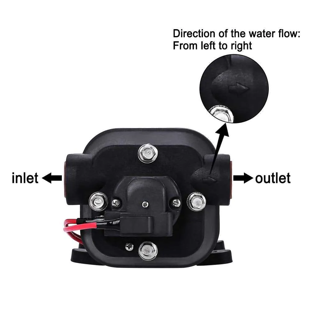 Camplux JK-4000 12V Water Pressure Diaphragm Pump 3.3GPM, 40PSI, 12.5LPM for RV Camper, Marine Boat, Lawn