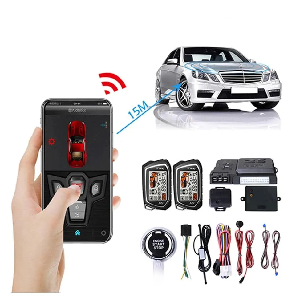 Car Remote Starter System PKE Keyless Entry BT Remote Engine Starter Central Lock Kit Vibration Alarm Support APP Control