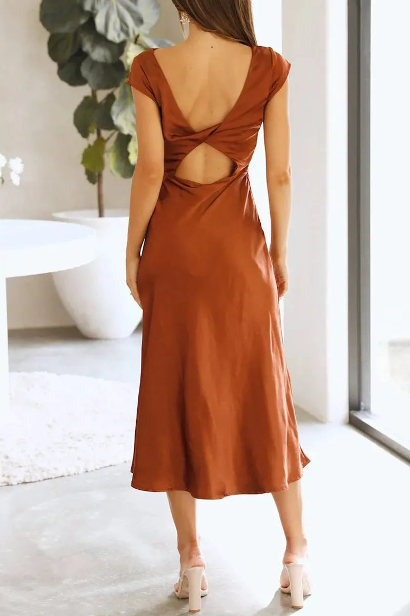 Celebrities Elegant Solid Backless Asymmetrical Collar Princess Dresses