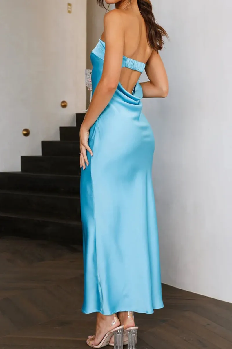 Celebrities Elegant Solid Backless Strapless Sleeveless Dresses